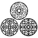 ChefBee 3PCS Silicone Trivet Mat - Trivets for Hot Dishes, Table, Countertop, Non-Slip Heat Resistant Modern Kitchen Trivets, Teapot Trivet - Flexible Black Trivet Set
