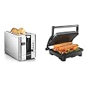 Chefman 2-Slice Digital Toaster, Pop-Up, Stainless Steel & Panini Press Grill and Gourmet Sandwich Maker Coated Plates, Stainless Steel Surface and Removable Drip Tray, 4 Slice