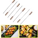 Chefman BBQ Skewers with Wooden Handles for All Types of Grilling | Heavy Duty, Reusable Barbecue Skewers for Outdoor Grilling, Roasting, and Tandoor | Ideal for Meat, Vegetables, Kabobs. (8)