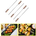 Chefman Stainless Steel BBQ Skewers with Wooden Handles, Heavy Duty Reusable Barbecue Grill Sticks for Tandoor, Kabab, Seekh, Meat &amp; Vegetable Grilling, Rust Resistant Skewers Set of 6
