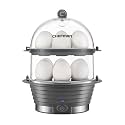 Chefman Electric Egg Cooker Boiler, Rapid Egg-Maker &amp; Poacher, Food &amp; Vegetable Steamer, Quickly Makes 12 Eggs, Hard or Soft Boiled, Poaching and Omelet Trays Included, Ready Signal, BPA-Free, Grey