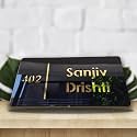 Customized 12x6 inch Black & Golden Colour Glossy Look Acrylic Name Plate for Home Entrance, Office Door,Shop,Hotel Rooms.