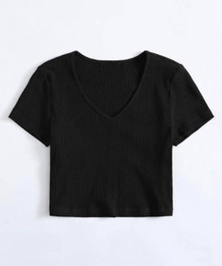 CHENECLOTH Casual Self Design Women Black Top