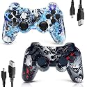 CHENGDAO Controller for PS3 Controller 2 Pack for PlayStation 3 High-Performance Wireless Controller with Double Vibration Motion Control, Wolf&Blue