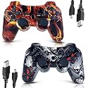 CHENGDAO Controller for PS3 Controller 2 Pack for PlayStation 3 High-Performance Wireless Controller with Double Vibration Motion Control, Flame&amp;Wolf