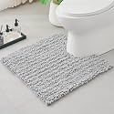 Chenille 24x24 Toilet Rug U‑Shaped Non‑Slip Absorbent, Silver