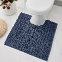 Chenille 24x24 Toilet Rug U‑Shaped Non‑Slip Absorbent, Blue