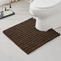 Chenille 24x24 Toilet Rug U‑Shaped Non‑Slip Absorbent, Brown