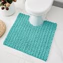 Chenille 24x24 Toilet Rug U‑Shaped Non‑Slip Absorbent, TealBlue
