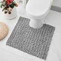 Chenille 24x24 Toilet Rug U‑Shaped Non‑Slip Absorbent, Grey