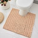 Chenille 24x24 Toilet Rug U‑Shaped Non‑Slip Absorbent, Beige