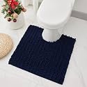 Chenille 24x24 Toilet Rug U‑Shaped Non‑Slip Absorbent, Navy