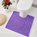 Chenille 24x24 Toilet Rug U‑Shaped Non‑Slip Absorbent, Purple