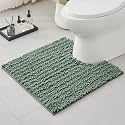 Chenille 24x24 Toilet Rug U‑Shaped Non‑Slip Absorbent, Sage Green