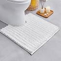Chenille 24x24 Toilet Rug U‑Shaped Non‑Slip Absorbent, White
