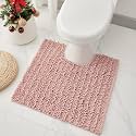 Chenille 24x24 Toilet Rug U‑Shaped Non‑Slip Absorbent, Pink