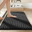 Chenille Bathroom Rugs 24x17 Absorbent Soft Non Slip, Darkgrey