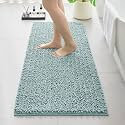 Chenille Bathroom Rugs 60x24 Absorbent Soft Non Slip, Fresh Blue