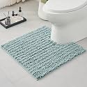 Chenille 24x24 Toilet Rug U‑Shaped Non‑Slip Absorbent, Fresh Blue