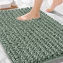 Chenille Bathroom Rugs 36x24 Absorbent Soft Non Slip, Sage Green