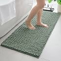 Chenille Bathroom Rugs 44x24 Absorbent Soft Non Slip, Sage Green