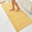 Chenille Bathroom Rugs 44x24 Absorbent Soft Non Slip, Yellow