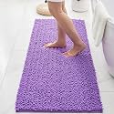 Chenille Bathroom Rugs 44x24 Absorbent Soft Non Slip, Purple