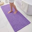 Chenille Bathroom Rugs 55x24 Absorbent Soft Non Slip, Purple