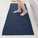 Chenille Bathroom Rugs 60x24 Absorbent Soft Non Slip, Blue
