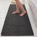 Chenille Bathroom Rugs 60x24 Absorbent Soft Non Slip, Darkgrey