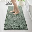 Chenille Bathroom Rugs 60x24 Absorbent Soft Non Slip, Sage Green