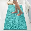 Chenille Bathroom Rugs 60x24 Absorbent Soft Non Slip, TealBlue
