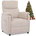 Chenille Power Recliner Chair for Living Room Bedroom|Electric|Remote Control|Side Pockets|Small|Adults (Beige)