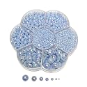Chenkou Craft 3000PCS 1 Box Blue Round Flatback Imitation Half Pearls Bead Loose Beads Gem (Blue Half Ball)