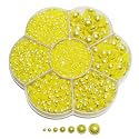 Chenkou Craft 3000PCS 1 Box Yellow Round Flatback Imitation Half Pearls Bead Loose Beads Gem (Yellow Half Ball)