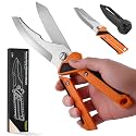 Chenovate® Heavy Duty Kitchen Scissors,Kitchen Shears with Knife & Scissor Switch Lock,Food Scissors Fit for Poultry Bones,Turkey,Meat Cutting,Veggies,Fish,Pizza (orange)
