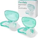 CheriBaby Nipple Shield, Contact Nipple Shield for Breastfeeding with Difficulty Sucking or Flat or Inverted Nipples, 2 Pair with Carrying Case, 100% Food Grade Silicone, BPA/BPS Free, (S-17mm)