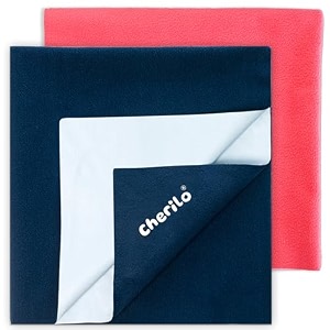 cherilo instadry extra absorbent baby dry sheetbed protector - large pack of 2pink  salmon rose