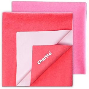 cherilo instadry extra absorbent baby dry sheetbed protector - large pack of 2pink  salmon rose