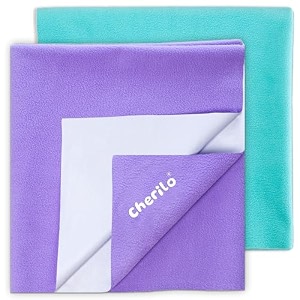cherilo instadry extra absorbent baby dry sheetbed protector - large pack of 2violet  sky blue