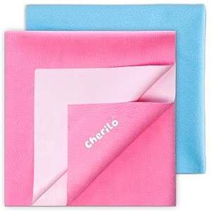 cherilo instadry extra absorbent baby dry sheetbed protector - large pack of 2pink  sky blue