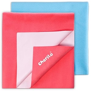cherilo instadry extra absorbent baby dry sheetbed protector - large pack of 2salmon rose  sky blue