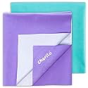 Cherilo Instadry Extra Absorbent Baby Dry Sheet/Bed Protector - Large (Pack of 2,Violet + Sky Blue)