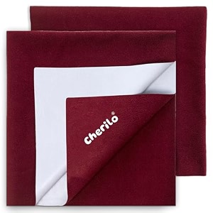 cherilo quick dry waterproof protector baby dry sheets small 50cm x 70cm maroon pack of 2