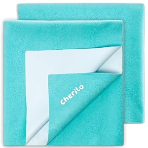 cherilo quick dry waterproof protector baby dry sheets small 50cm x 70cm sea green pack of 2