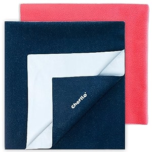 cherilo waterproof quickdry baby dry sheet combo pack medium salmon rose  navy blue