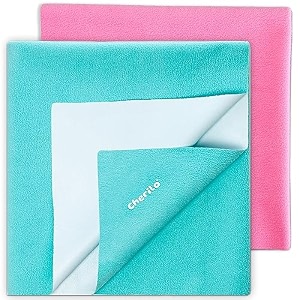 cherilo waterproof quickdry baby dry sheet combo pack medium pink  sea green