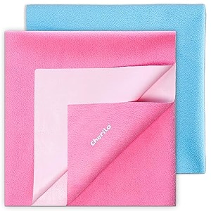 cherilo waterproof quickdry baby dry sheet combo pack medium pink  sky blue