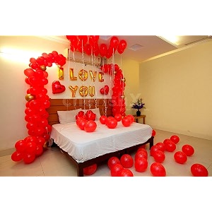 cherishxcom happy anniversary romantic surprise decoration kit - golden colour - 167 items combo - with heart shaped foil balloons i love you foil balloon letter latex amp chrome balloons