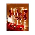 CherishX.COM Happy Anniversary Romantic Surprise Decoration kit with Heart Shaped foil Balloons, Led Lights, I Love You foil Balloon Letters with Tea Light Candles